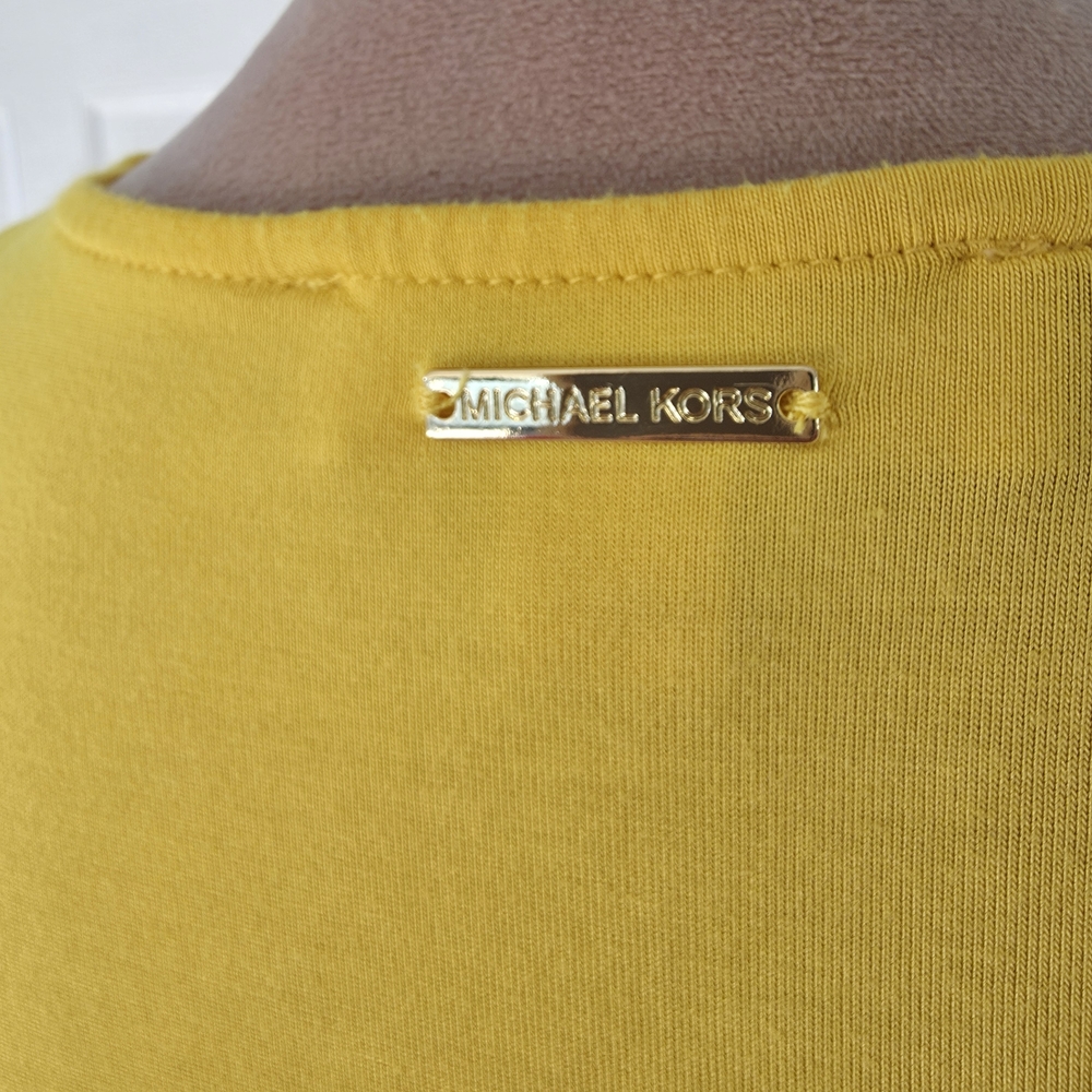 Michael Kors yellow layered chiffon tunic | chic minimalist resort top L - Picture 6 of 10